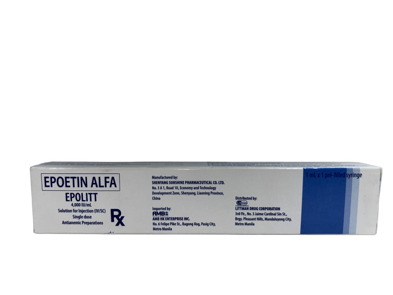Epolitt (epoetin alfa) 4,000 IU/mL pre-filled syringe pack